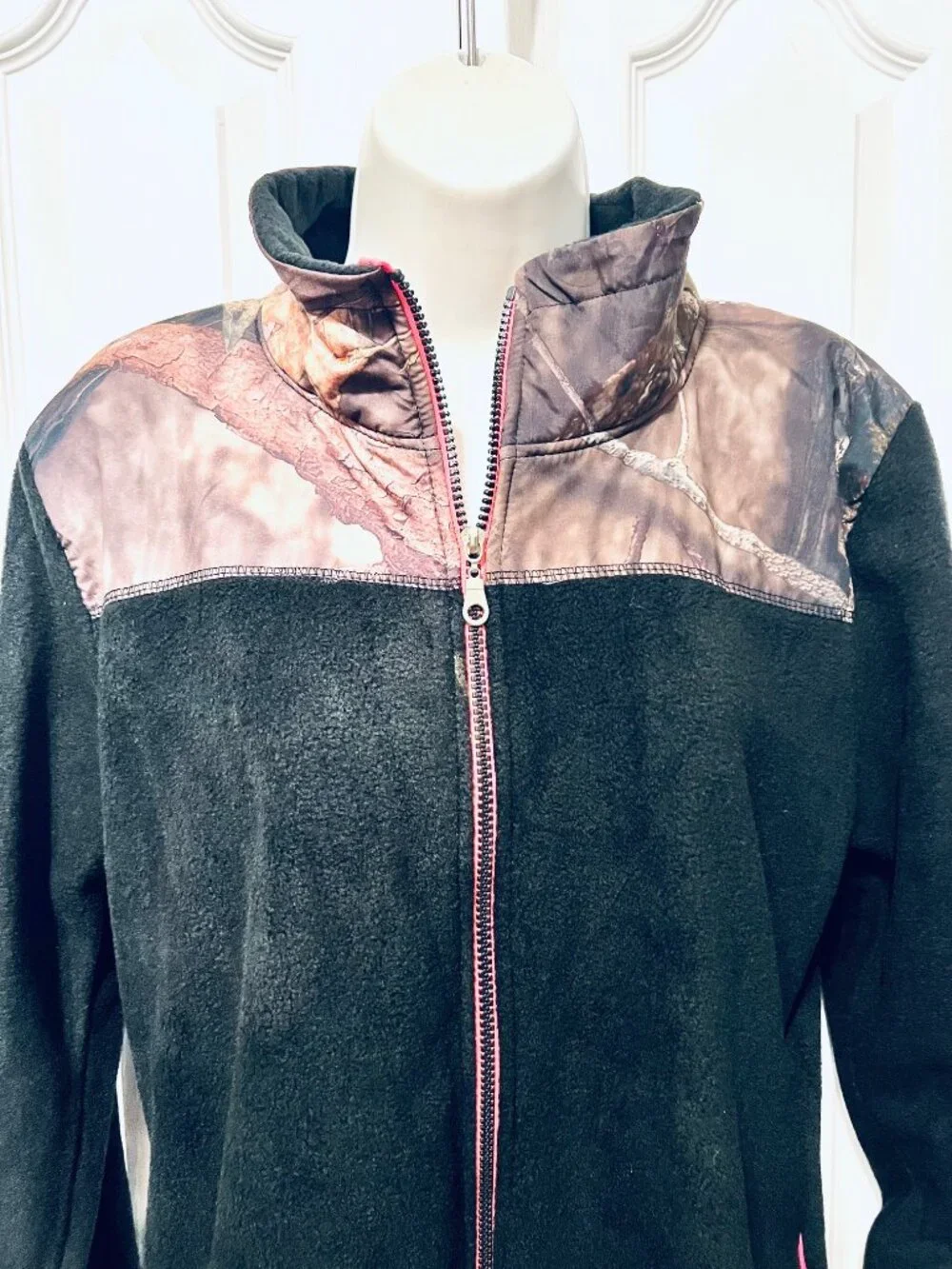 Realtree Performance Fleece Women's Jacket-Zip Up Camo/Black/Pink-Large-Stretch